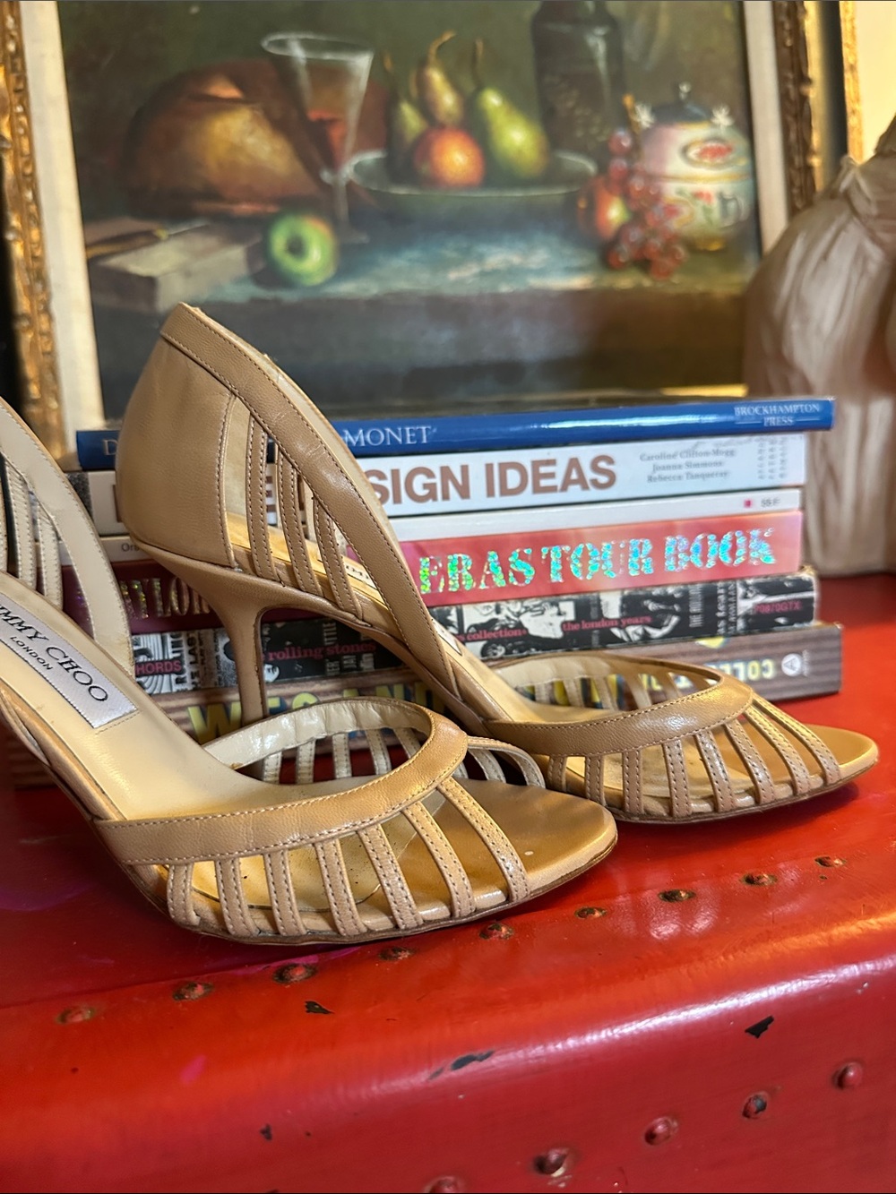 Jimmy Choo Tan Strappy Open-Toe High Heels - Picture 3 of 5